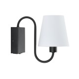 Aplica Perete Classic Klausen AP1 B 20.1x24x13 cm, Corp Iluminat Interior Stil Country, Metal Negru cu Abajur Alb, Soclu E14, Design Elegant Retro