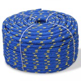 VidaXL Fr&acirc;nghie marinărească din polipropilenă 8 mm 100 m, albastru