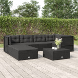 Set mobilier de gradina cu perne, 7 piese, negru, poliratan GartenMobel Dekor, vidaXL