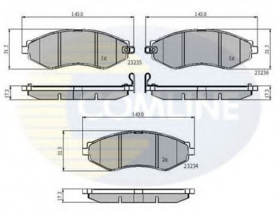 Set placute frana,frana disc DAEWOO NUBIRA Break (KLAJ) (1997 - 2016) COMLINE CBP31188 foto