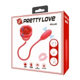 Vibrator Clitoris Pretty Love Aliyah, Silicon, Reincarcabil USB, 5 Vibratii, Stimulare Orala, Alb/Rosu, Impermeabil