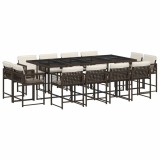 Cumpara ieftin Set mobilier de gradina, 13 piese, maro, cu perne, poliratan