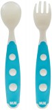 Set Furculita si Lingurita Silicon NUK, 8 luni+, Albastru, Tacamuri Copii