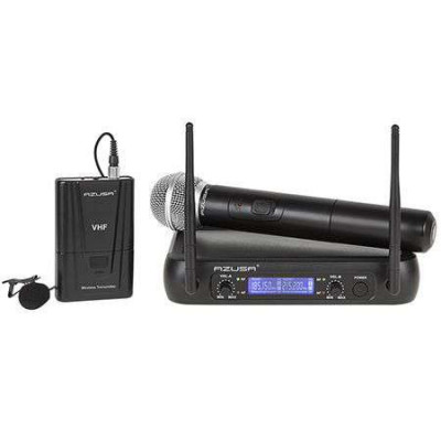 Set doua microfoane wireless (mana + clip) VHF azusa foto