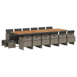 Cumpara ieftin Set mobilier de gradina cu perne, 17 piese, gri, poliratan