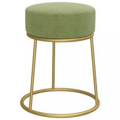 Taburet rotund, verde mustar, catifea foto