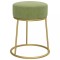 Taburet rotund, verde mustar, catifea