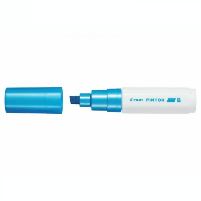 Marker cu vopsea Pilot Pintor 8.0 mm varf tesit Albastru Metalizat