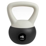 Kettlebell cu m&acirc;ner ergonomic, 4 kg, negru și gri, carcasă softshell, CMCLASS