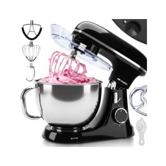 Robot de bucătărie, mixer aluat, bol de 7 litri, 3 palete, c&acirc;rlig, tel, oțel inoxidabil, negru, MaltecChef ,4000W, 114851