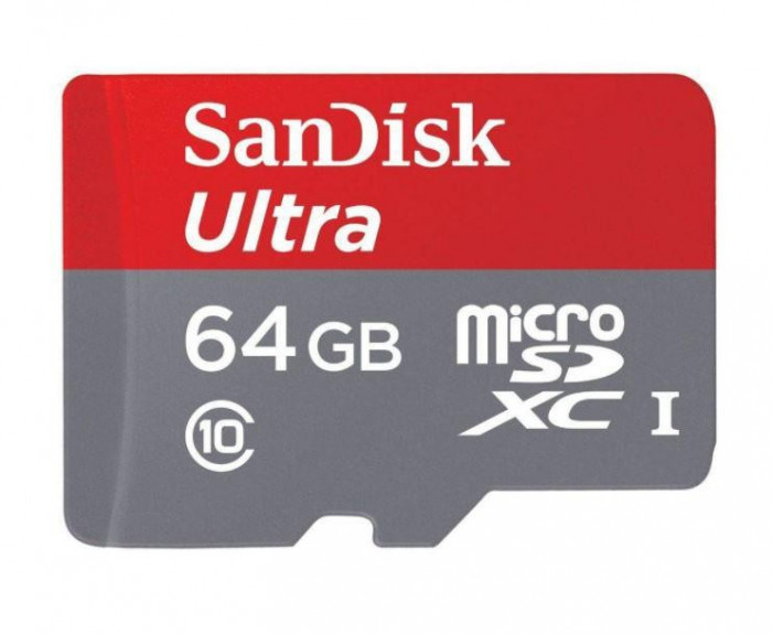 Micro secure digital card sandisk 64gb clasa 10 reading speed: 100mb/s