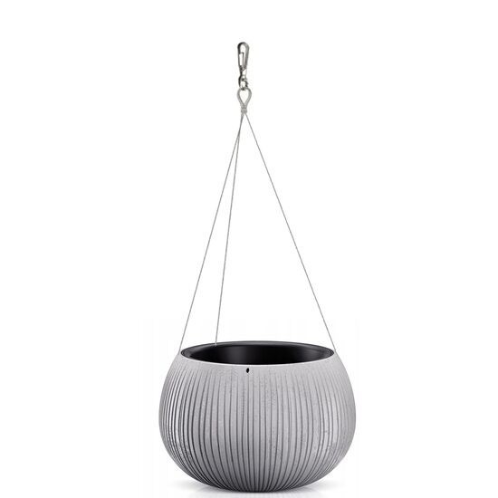 Ghiveci decorativ cu lant, rotund, gri, 2.3 L, 23.8x16.1 cm, Beton Bowl