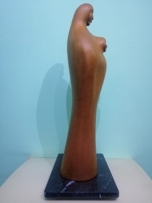 Sculptura vintage lemn Fecioara cu Pruncul foto