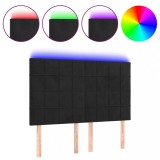 Cumpara ieftin Tablie de pat cu LED, negru, 144x5x118/128 cm, catifea