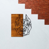 Decoratiune de perete, Buldog, 50% lemn/50% metal, Dimensiune: 51 x 58 cm, Nuc / Negru, Skyler