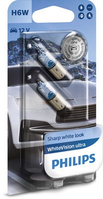 SET 2 BECURI 12V H6W BAX9S (blister) WHITE VISION ULTRA PHILIPS 2872 foto