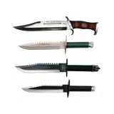 Cumpara ieftin Set 4 Cutite Vanatoare First Blood IdeallStore, Otel 440C, Teaca Piele, Rambo III, Tactic, 42/35cm