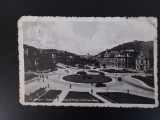 Brasov - Palatul Financiar si Posta cu Promenada - circulata aprilie 1943, Necirculata, Fotografie