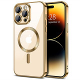 Cumpara ieftin Husa pentru iPhone 14 Pro, Techsuit Luxury Crystal MagSafe, Gold