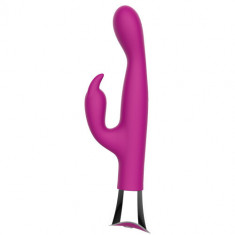 Vibratoare iepuras - Loving Joy Vibrator Subtire cu 10 Functii din Silicon Violet Conceput pentru Dubla Stimulare foto