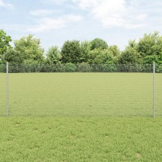 vidaXL Gard din plasă sudată cu 5 posturi U Argintiu 0.8x10 m Oțel