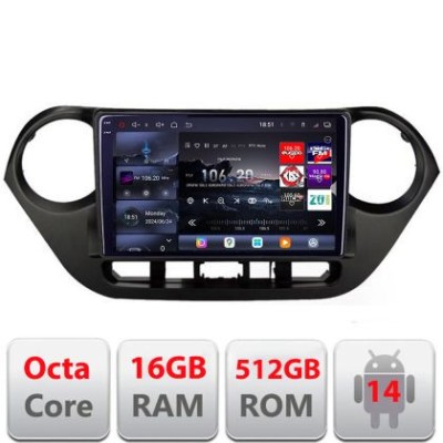 Navigatie Hyundai I10 2013-2019 Edotec Kit-HY38 8 core QLED 2K 16+512 360 Android Waze USB Navigatie Internet Youtube Radio CarStore Technology foto
