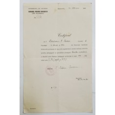 SEMINARUL PEDAGOGIC UNIVERSITAR &#039;&#039; TITU MAIORESCU &#039;&#039; , BUCURESTI , CERTIFICAT DE ABSOLVIRE , 1936