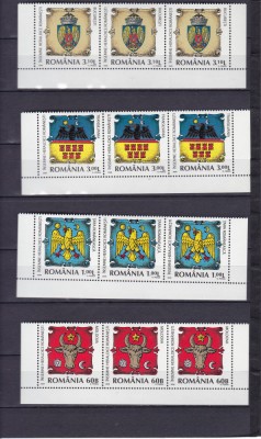 ROMANIA 2008 LP 1816 INSEMNE HERALDICE ROMANESTI STRAIF DE 3 SERII MNH foto