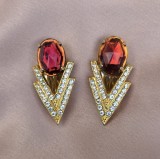 CERCEI CLIPS VINTAGE DIN METAL AURIU, IMITATIE PIATRA NATURALA SI CRISTALE