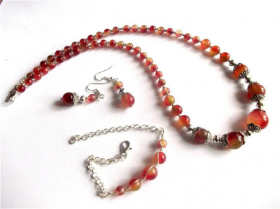 set bijuterii agate , set colier, cercei si bratara 41590 foto