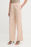 Armani Exchange pantaloni din in culoarea bej, lat, high waist, XW000466 AF12813