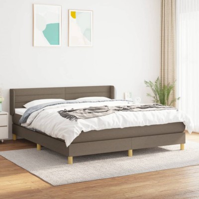 vidaXL Pat box spring cu saltea, gri taupe, 160x200 cm material textil 3130365 foto
