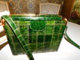 Poseta vintage deosebita , piele crocodil, verde , Spania