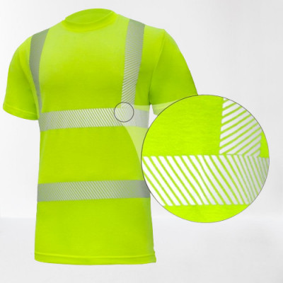 Tricou reflectorizant, cu benzi reflectorizante segmentate galben foto