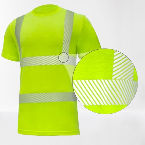 Tricou reflectorizant, cu benzi reflectorizante segmentate galben