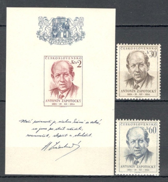 Cehoslovacia.1954 70 ani nastere A.Zapotocki-presedinte XC.230