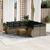 VidaXL Set canapele de grădină, 9 piese, cu perne, gri, poliratan