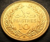 Cumpara ieftin Moneda exotica 10 PIASTRES - LIBAN, anul 1968 * cod 3660 = UNC + LUCIU BATERE, Asia