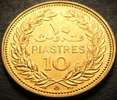 Moneda exotica 10 PIASTRES - LIBAN, anul 1968 * cod 3660 = UNC + LUCIU BATERE foto