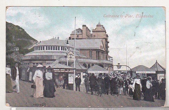 bnk cp Tara Galilor - LLandudno - Intrarea spre debarcader - circulata 1923