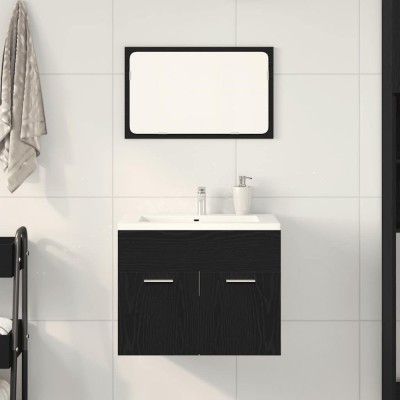 vidaXL Set de mobilier de baie din 2 piese din lemn de stejar negru 862041 foto