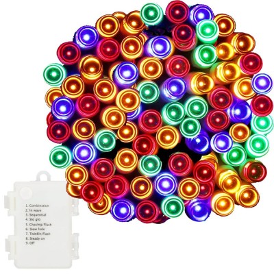 Instalatie lumini de exterior pentru gradina, 10.5 metri, 100 LED-uri, cu baterii, multicolor Household NewTrend foto