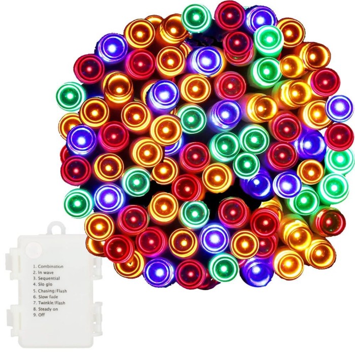Instalatie lumini de exterior pentru gradina, 10.5 metri, 100 LED-uri, cu baterii, multicolor Household NewTrend