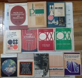 12 vol. Pedagogie (Probleme fundamentale, Istoria pedagogiei, Metode de invatamant, Educatia la timpul viitor etc.) mici defecte la coperti si cotoare