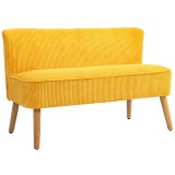 HOMCOM Canapea 2 locuri, design scandi elegant, cadru masiv din lemn, p&acirc;nă la 150 kg, 117 x 56,5 x 77 cm, Galben | Aosom Romania