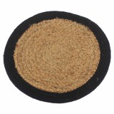 Servet Natural din Iuta si Bumbac cu Bordura Neagra, India, 30 x 30 cm