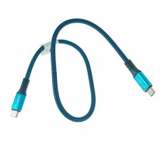 Cablu premium USB tip C v.4.0, tata-tata, 0.5m, Lanberg 43673, PD 100W, 5K 60HZ, 40Gbps, negru-albastru