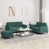 VidaXL Set canapea cu perne, 3 piese, verde &icirc;nchis, catifea 3202006