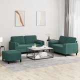 vidaXL Set canapea cu perne, 3 piese, verde &icirc;nchis, catifea
