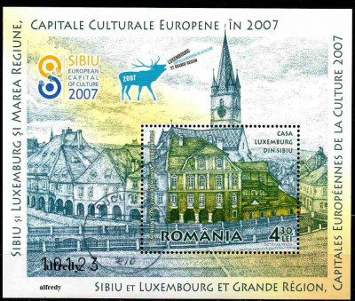 ROMANIA 2007, Sibiu Capitala Culturala Europeana, colita, stampilat, 1781 foto